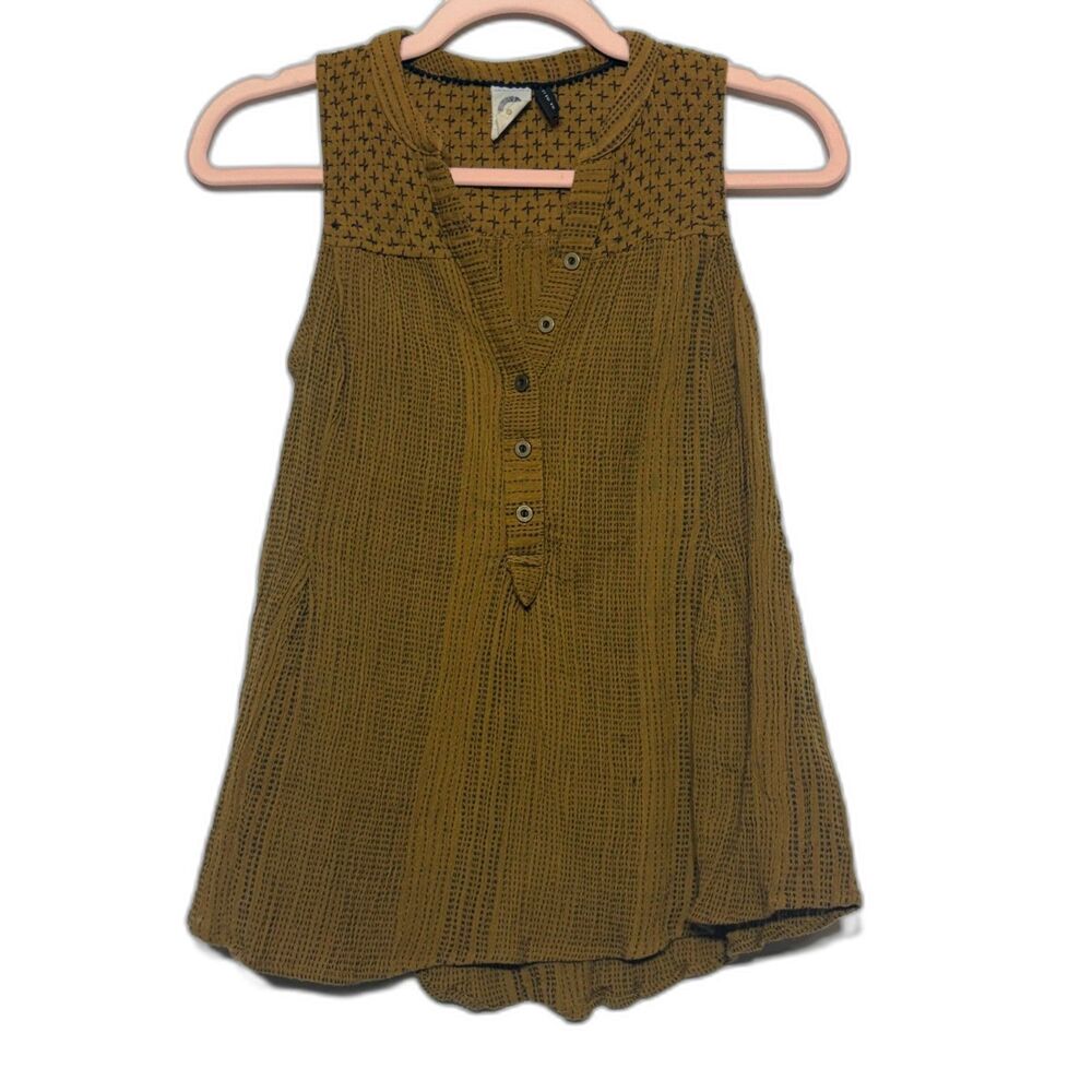 Akemi + Kin Anthropologie Marais Swing Tank Womens 2 Mustard Boho Tunic